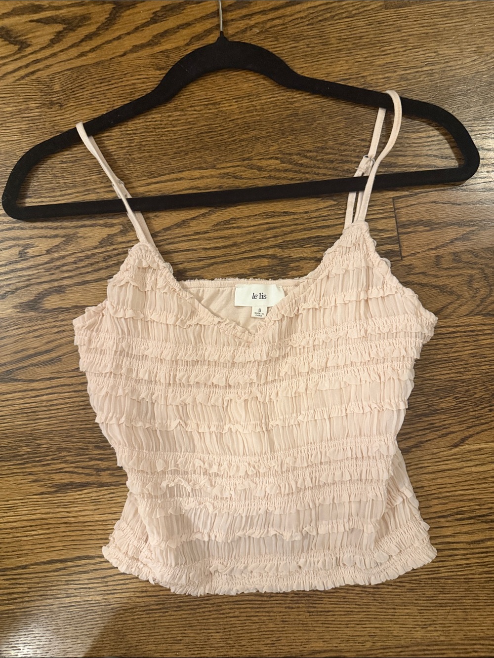 Le Lis Blush Pink Smocked Double Spaghetti Strap Camisole